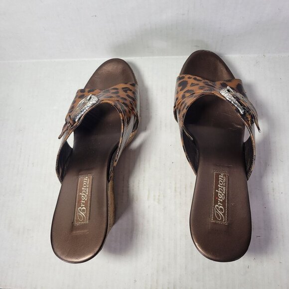 Brighton Leopard Print Cork Wedge Buckle Detail Sandals Women Size 9 - Picture 4 of 8